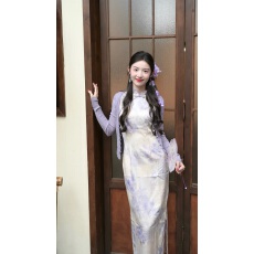 批发新中式国风提花旗袍连衣裙女2025春<b class='q'>夏</b>新款优雅温柔气质长裙年轻款