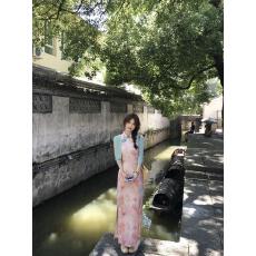 批发新中式改良版旗袍无袖印花连衣裙新款纯色开衫微胖时尚优雅两件套