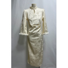 批发新中式香槟色长袖旗袍敬酒服新娘小个子<b class='q'>连衣裙</b>领证登记女订婚礼服