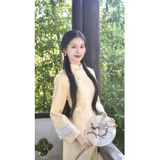 批发抹茶麻薯2025新款黄色旗袍<b class='q'>秋</b>冬季长袖改良女新中式连衣裙素雅复古