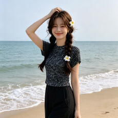 批发三宅风褶皱上衣大码女装夏季高级感t恤<b class='q'>女款</b>短袖上衣设计感9654