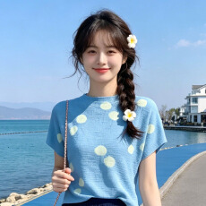 批发三宅风褶皱上衣女装短袖<b class='q'>衣服</b>夏季薄款上衣女高级感正肩女t恤9660