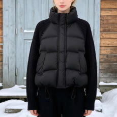 批发羽绒服女冬季短款2026新款韩版拼接时尚保暖鸭绒外套批发平湖6761
