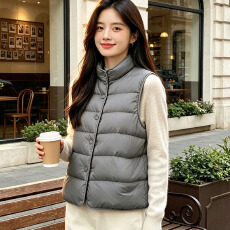 批发款羽绒<b class='q'>马甲女</b>新款中国风轻薄短内搭背心立领羽绒服百搭保暖3334