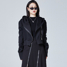 批发<b class='q'>实拍</b> 新款休闲<b class='q'>运动</b>卫衣外套女 宽松设计感超长袖外套连帽开衫潮