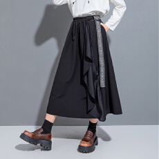 批发<b class='q'>实拍</b>个性飘带半身裙休闲宽松百搭女<b class='q'>装</b>松紧腰BF风中长款国风A字裙