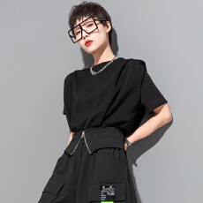 批发实拍夏新款设计感小众拉链短袖<b class='q'>T</b><b class='q'>恤</b>螺纹收腰<b class='q'>个性</b>独特上衣潮牌女<b class='q'>T</b>