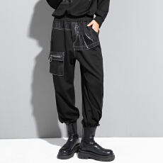 批发实拍休闲<b class='q'>印花</b><b class='q'>哈伦裤</b>个性拼接长裤束脚宽松女装春秋松紧腰BF风裤子