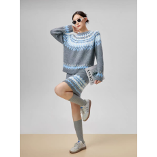 批发灰色费尔岛提花针织衫套头毛衣内搭<b class='q'>套装</b>裙女冬季一整套穿搭高级感