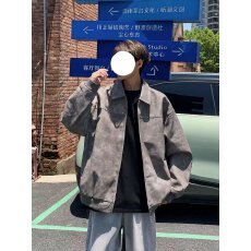 批发美式复古春秋款做旧棕色<b class='q'>皮衣</b>外套<b class='q'>男</b>潮休闲高级感cleanfit简约夹克