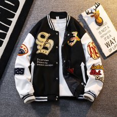 批发美式棒球服外套男女痞帅字母刺绣春秋款潮牌复古宽松情侣PU皮<b class='q'>夹克</b>
