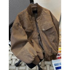 批发春秋灯芯绒棒球领外套男做旧休闲潮牌美式高街<b class='q'>日系</b><b class='q'>复古</b>青少年夹克