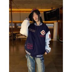 批发国<b class='q'>潮</b>春装女款2025年开春新款外套韩系宽松美式复古刺绣夹克棒球服