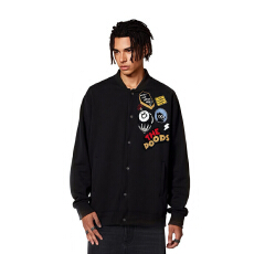 批发美式高街痞帅黑八刺绣贴布棒球服男秋冬百搭<b class='q'>潮牌</b>宽松情侣夹克外套