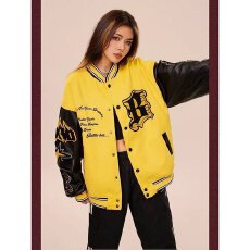 批发美式复古棒球服情侣款外套男女<b class='q'>春</b>秋季新款字母拼接袖宽松百搭夹克