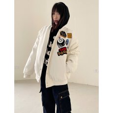 批发美式勋章字母刺绣飞行员棒球服夹克男女宽松休闲百搭学生情侣外套