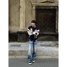 批发美式高街字母刺绣夹棉棒球服外套男女秋冬季加绒加厚情侣夹克上衣