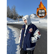 批发美式复古字母刺绣拼接棒球服女2025冬季新款潮流百搭学生夹克外套