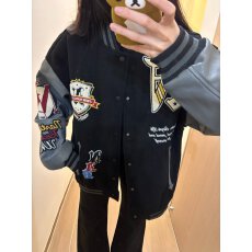 批发美式复古字母刺绣棒球服女秋冬2025新款国潮黑色夹克情侣宽松外套