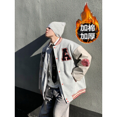 美式复古毛呢棒球服女春秋冬宽松显瘦夹棉加厚慵懒风休闲夹克外套