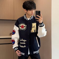批发美式街头AC棒球服外套男女植绒字母刺绣春季新款潮牌宽松情侣<b class='q'>夹克</b>