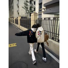 欧美高街徽章贴标刺绣棒球服外套女秋冬季新款潮流设计感加棉夹克