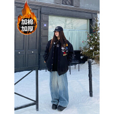 美式复古oversize棒球服男秋冬潮流vibe刺绣宽松痞帅夹棉夹克外套