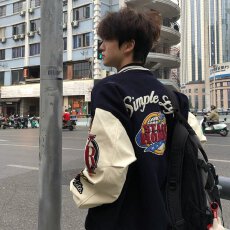 国潮复古毛巾刺绣字母棒球服夹克男女春秋新款高级感撞色痞帅外套