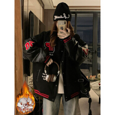 批发美式复古宽松夹棉加厚<b class='q'>棒球</b>服<b class='q'>外套</b>男女2026秋冬季新款潮牌休闲夹克
