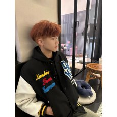 批发重磅国潮植绒刺绣字母棒球服外套男女2026春秋季新款夹棉加厚夹克