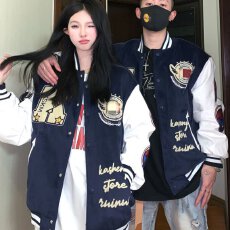 批发美式vibe高街棒球服男款春秋季藏青色a1飞行员夹克外套男oversize
