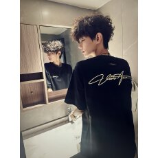 美式复古潮牌字母刺绣短袖t恤男夏季重磅设计感小众情侣半袖上衣