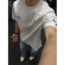 2026新款北极星刺绣短袖t恤男装夏季宽松重磅纯棉情侣装休闲上衣