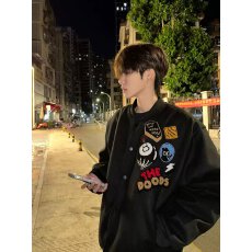 网红同款美式街头徽章字母刺绣棒球服外套男女款宽松加厚高街夹克