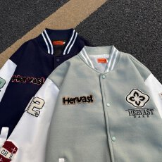 批发美式高街刺绣字母拼接棒球服<b class='q'>男</b>女春秋新款初中高学生撞色<b class='q'>夹克</b><b class='q'>外套</b>