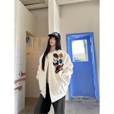 批发网红同款美式高街徽章字母刺绣棒球服外套男女宽松百搭飞行员夹克