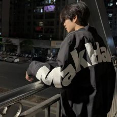 网红美式街头字母贴皮刺绣飞行夹克春季男女宽松休闲棒球拉链外套