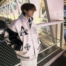 美式复古翻领重工刺绣棒球服外套男女春秋季潮牌宽松休闲百搭夹克