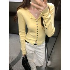 批发韩系简约单排扣<b class='q'>长袖</b>针织<b class='q'>开衫</b>女2025早秋新款修身显瘦薄款<b class='q'>外</b>搭上衣