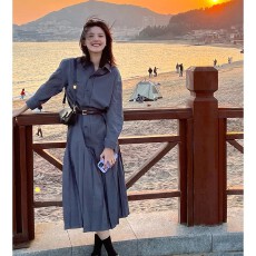 批发直筒百褶<b class='q'>连衣</b>裙女春秋2025年新款艺术设计感小众<b class='q'>长袖</b>灰色衬衫裙子
