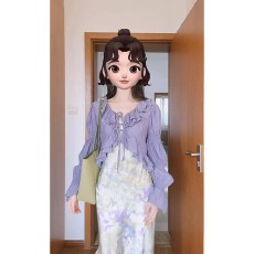 批发早秋季<b class='q'>时尚</b>法式温柔小香风高级感名媛气质减龄紫色衬衫套装裙女装