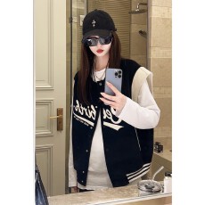 批发潮牌字母印花拼接马甲外套女2025早秋新款时尚休闲无袖棒球服ins