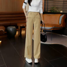 批发信用极好 <b class='q'>实拍</b>黑色直筒女2025新款高腰显瘦百搭宽松阔腿休闲<b class='q'>裤</b>子