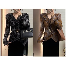 批发设计感领长袖衬衫女2025秋季新款提花百搭洋气减龄上衣时尚显瘦