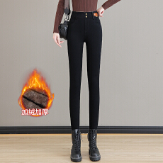 批发信用极好 实拍黑色小脚休闲裤女2025秋冬新款加绒加厚<b class='q'>弹力</b><b class='q'>铅笔裤</b>