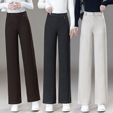 批发信用极好 实拍阔腿裤女秋冬季2025新款高腰直筒松紧腰垂感休闲裤