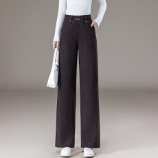 批发信用极好 实拍百搭阔腿裤女秋冬季2025新款高腰宽松直筒休闲裤