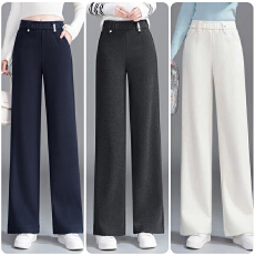 批发信用极好 实拍阔腿裤女秋冬2025新款高腰百搭垂感糯米直筒休闲裤