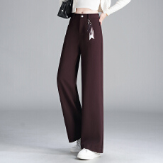 批发信用极好 实拍西装阔腿裤女秋冬季新款高腰加厚休闲裤气质直筒裤