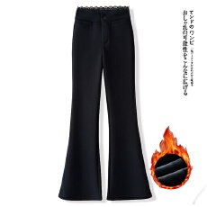 批发信用极好实拍黑色裤子<b class='q'>蕾丝</b>拼接<b class='q'>西装</b>微喇裤女加绒高腰鱼尾裤马蹄裤